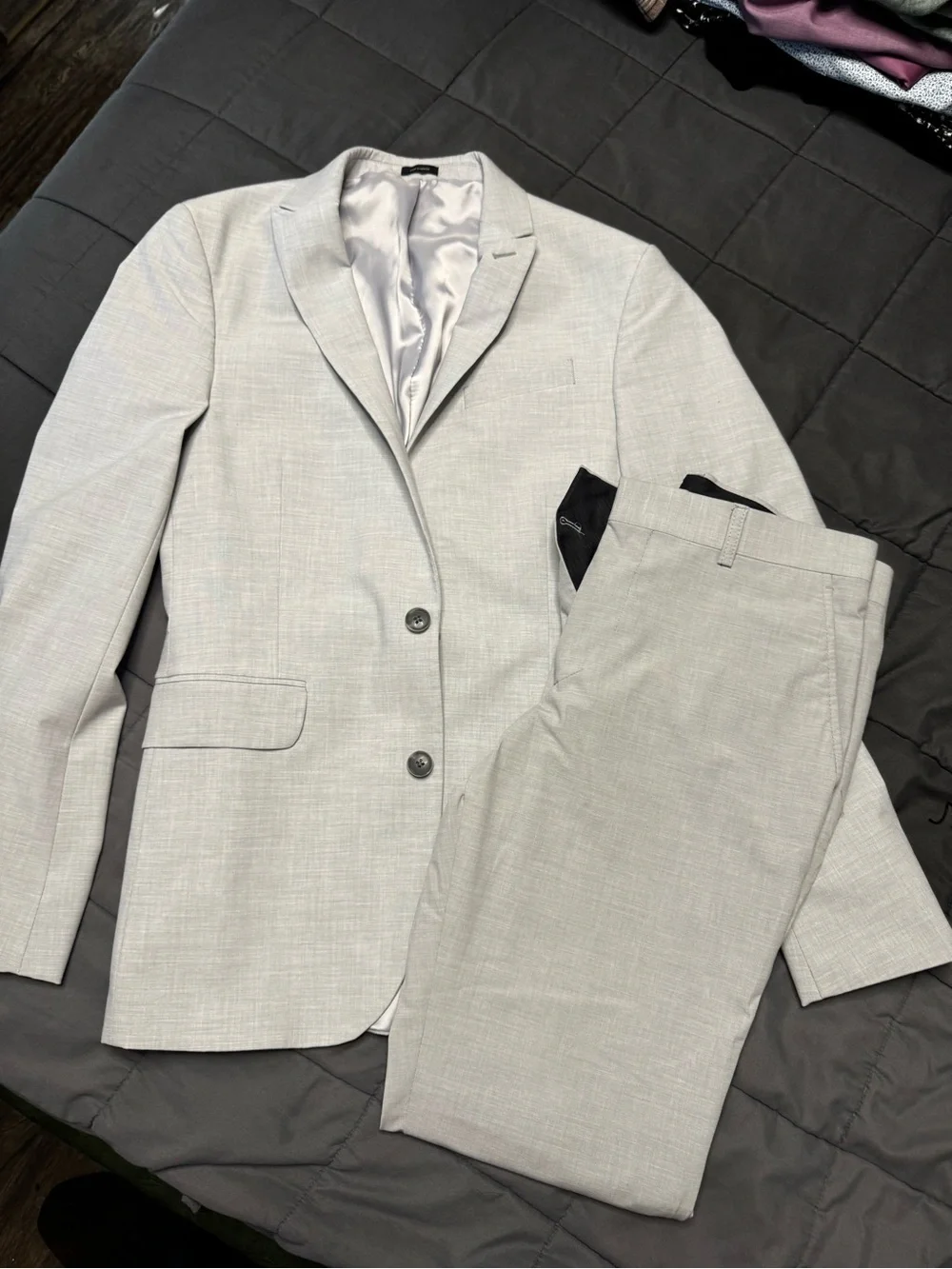 Men's Light Gray Two-Button Blazer